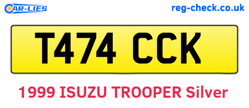 T474CCK are the vehicle registration plates.