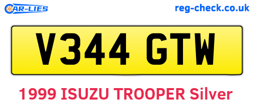 V344GTW are the vehicle registration plates.