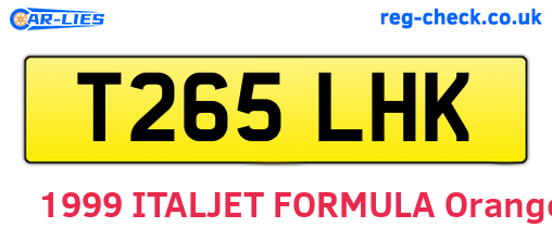 T265LHK are the vehicle registration plates.