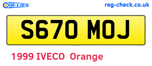 S670MOJ are the vehicle registration plates.