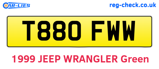 T880FWW are the vehicle registration plates.