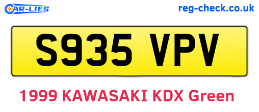 S935VPV are the vehicle registration plates.