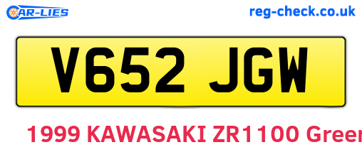V652JGW are the vehicle registration plates.