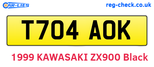 T704AOK are the vehicle registration plates.