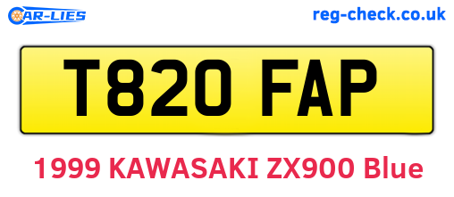 T820FAP are the vehicle registration plates.