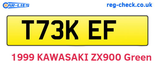 T73KEF are the vehicle registration plates.
