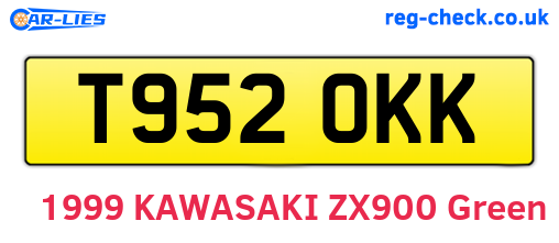 T952OKK are the vehicle registration plates.