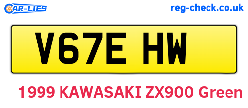 V67EHW are the vehicle registration plates.