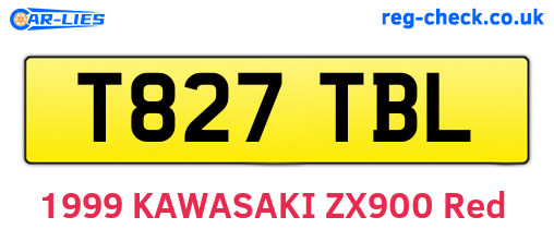 T827TBL are the vehicle registration plates.