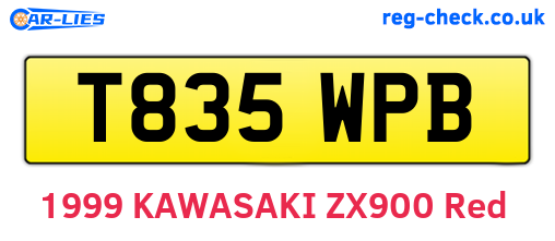 T835WPB are the vehicle registration plates.