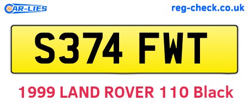 S374FWT are the vehicle registration plates.