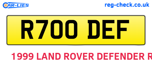 R700DEF are the vehicle registration plates.