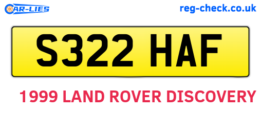 S322HAF are the vehicle registration plates.