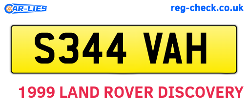S344VAH are the vehicle registration plates.