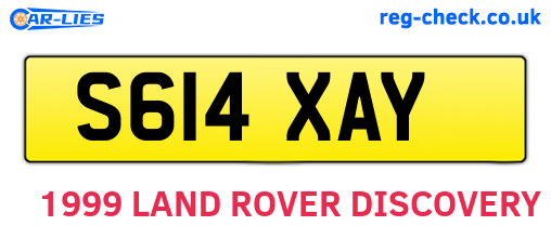 S614XAY are the vehicle registration plates.