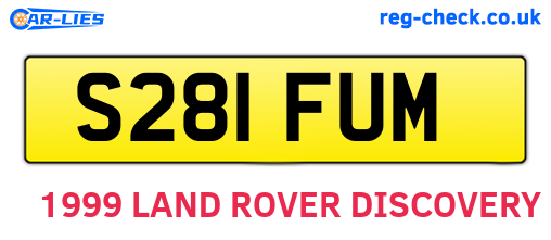 S281FUM are the vehicle registration plates.