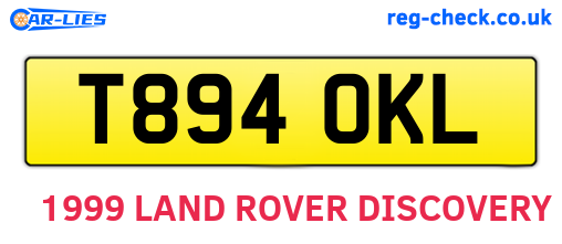 T894OKL are the vehicle registration plates.