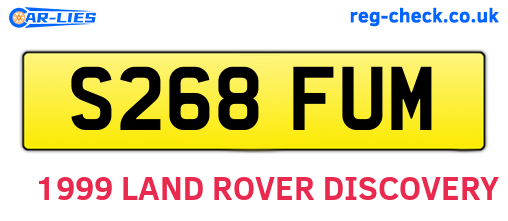 S268FUM are the vehicle registration plates.