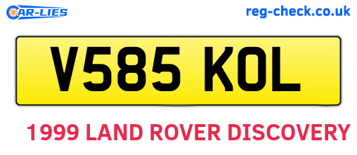V585KOL are the vehicle registration plates.