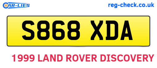 S868XDA are the vehicle registration plates.