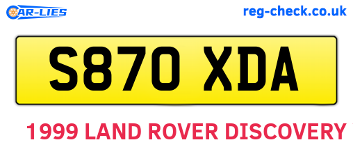 S870XDA are the vehicle registration plates.