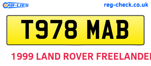 T978MAB are the vehicle registration plates.
