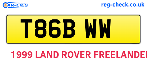 T86BWW are the vehicle registration plates.