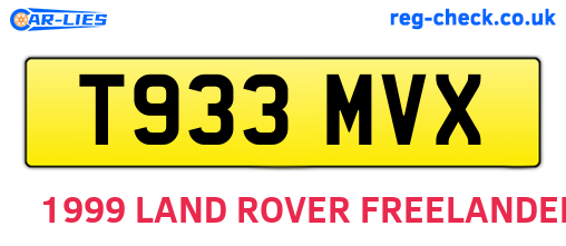 T933MVX are the vehicle registration plates.