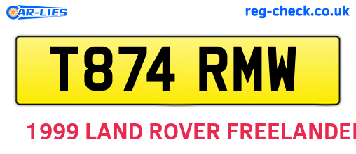 T874RMW are the vehicle registration plates.