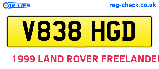 V838HGD are the vehicle registration plates.