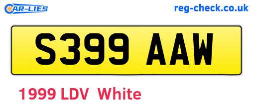 S399AAW are the vehicle registration plates.