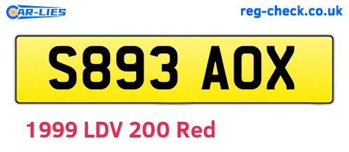 S893AOX are the vehicle registration plates.