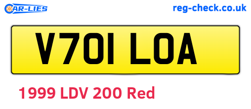 V701LOA are the vehicle registration plates.