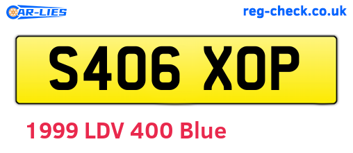 S406XOP are the vehicle registration plates.