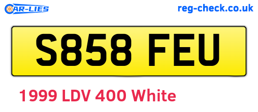 S858FEU are the vehicle registration plates.