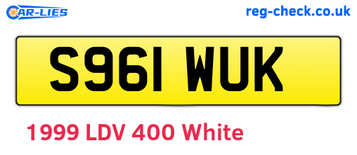 S961WUK are the vehicle registration plates.