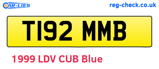 T192MMB are the vehicle registration plates.
