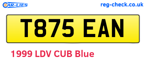 T875EAN are the vehicle registration plates.