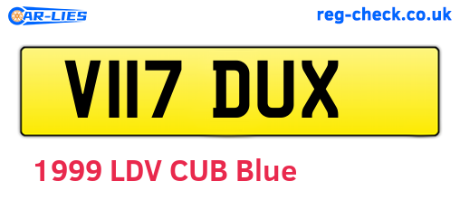V117DUX are the vehicle registration plates.