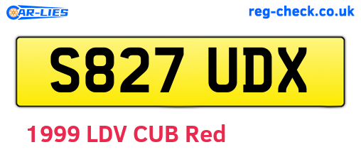 S827UDX are the vehicle registration plates.