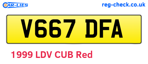 V667DFA are the vehicle registration plates.