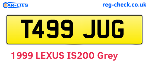 T499JUG are the vehicle registration plates.