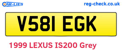 V581EGK are the vehicle registration plates.