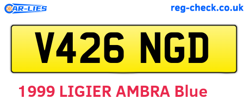 V426NGD are the vehicle registration plates.