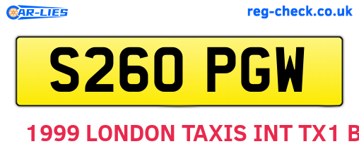 S260PGW are the vehicle registration plates.