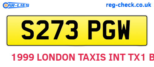 S273PGW are the vehicle registration plates.
