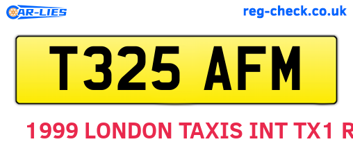 T325AFM are the vehicle registration plates.