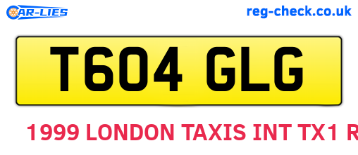 T604GLG are the vehicle registration plates.