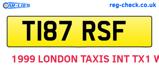 T187RSF are the vehicle registration plates.