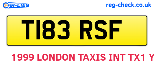 T183RSF are the vehicle registration plates.